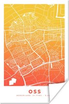 Poster Stadskaart - Oss - Geel - Oranje - 120x180 cm XXL - Plattegrond
