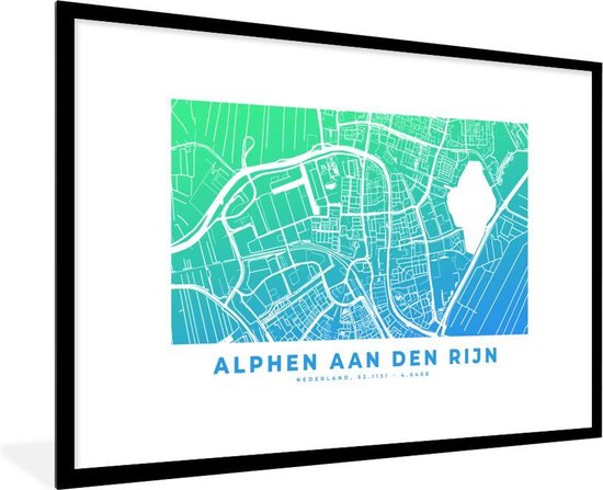 Zegenen wijk Afrika Fotolijst incl. Poster - Stadskaart - Alphen aan den Rijn - Nederland -  Blauw - 120x80... | bol.com