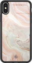 iPhone X/XS hoesje glass - Marmer waves | Apple iPhone Xs case | Hardcase backcover zwart