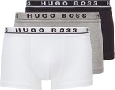 Hugo Boss Boxershorts Trunk 3-Pack Zwart Grijs Wit - maat XL