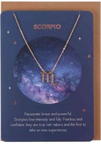 Something Different Ketting Scorpio Star Sign Met kaart Goudkleurig