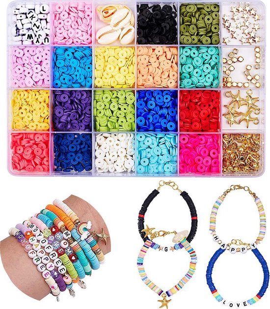Creabae - Katsuki Kralen Set - Premium Klei Kralen - 6000 Stuks - Platte Kralen - Diverse Accessoires Creabae - Katsuki Kralen Set - Premium Klei Kralen - 6000 Stuks - Platte Kralen - Diverse Accessoires