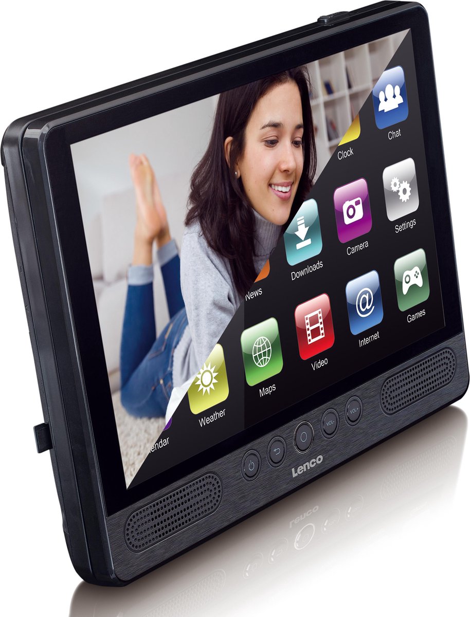 stel je voor Alfabetische volgorde Reis Lenco TDV-1000BK - Portable DVD-speler met touchscreen, wifi en Android 7 -  10 inch -... | bol.com