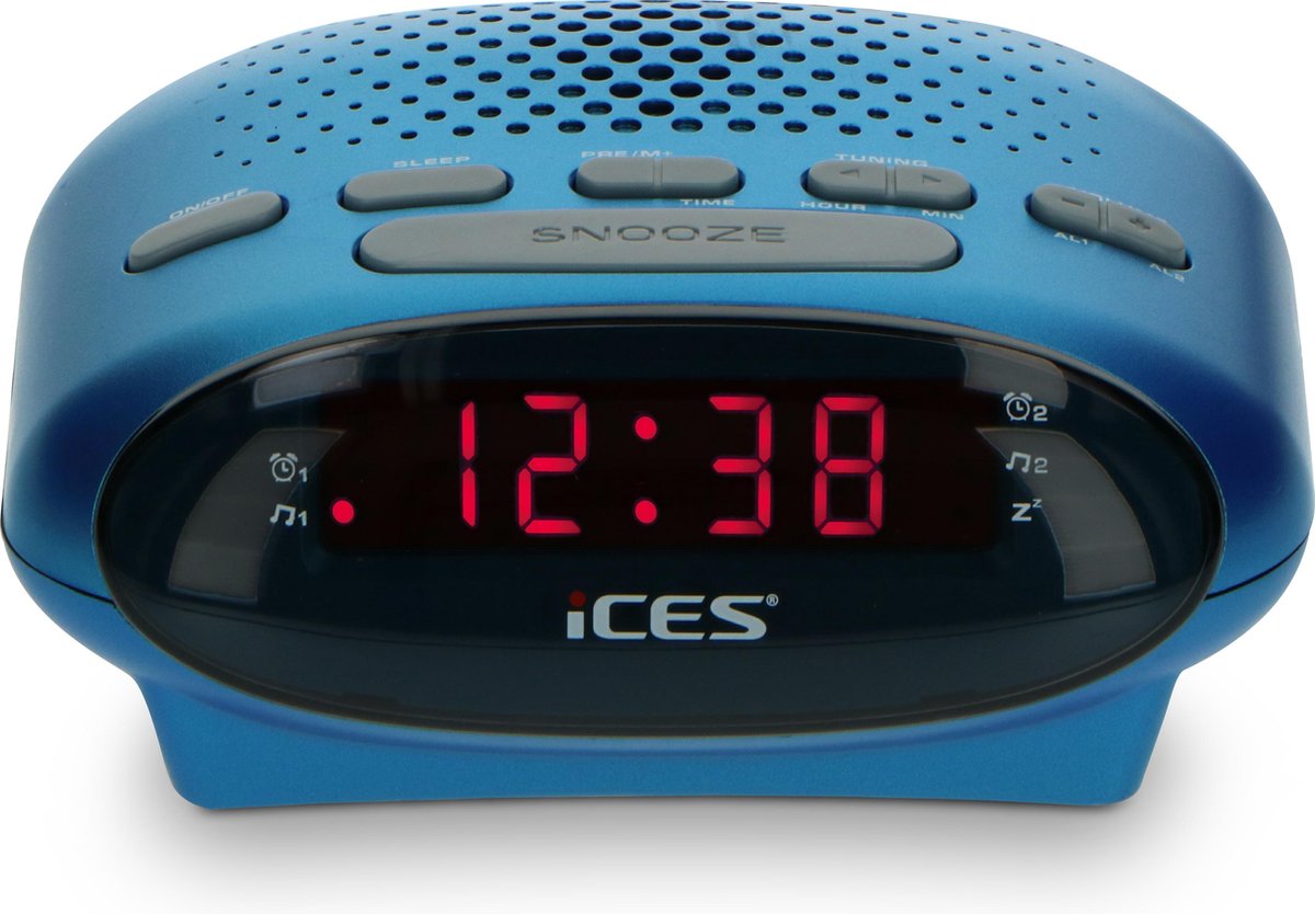 Ices ICR-210 Blue - Wekkerradio - Radio - Sleeptimer - FM-tuner
