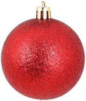 AUTOUR DE MINUIT Set van 6 glitterballen - Ø6 cm - Rood