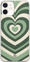 iPhone 12 hoesje siliconen - Hart groen swirl | Apple iPhone 12 case |