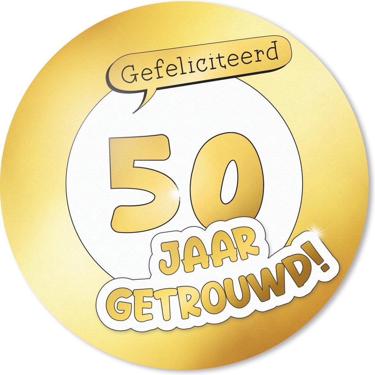 Muismat rond 50x50 cm - Mousepad Quotes - Goud - Gefeliciteerd 50 jaar getrouwd! - Spreuken - Ronde muismatten