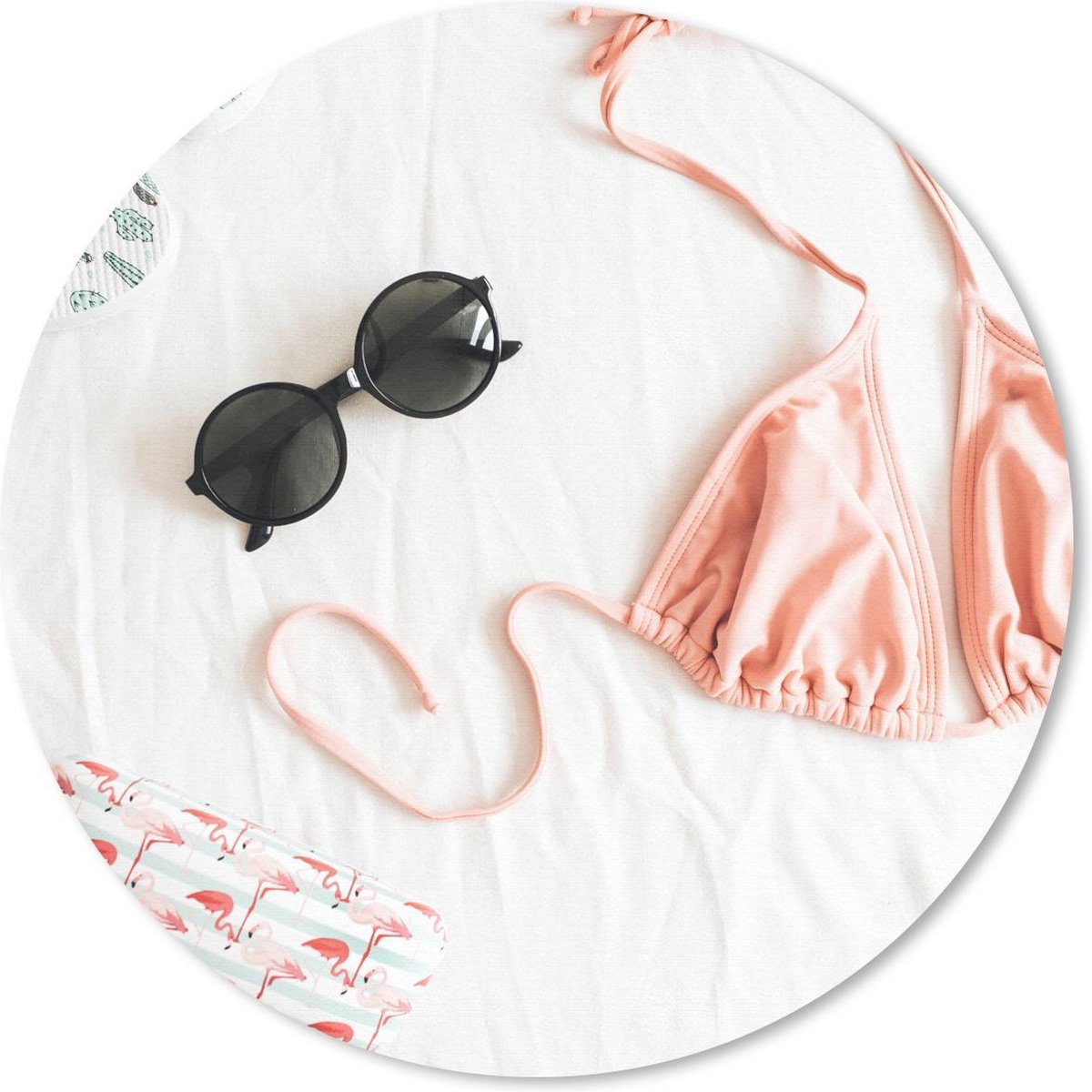 Muismat rond 50x50 cm - Mousepad Zomer - Bikini - Zonnebril - Ronde muismatten