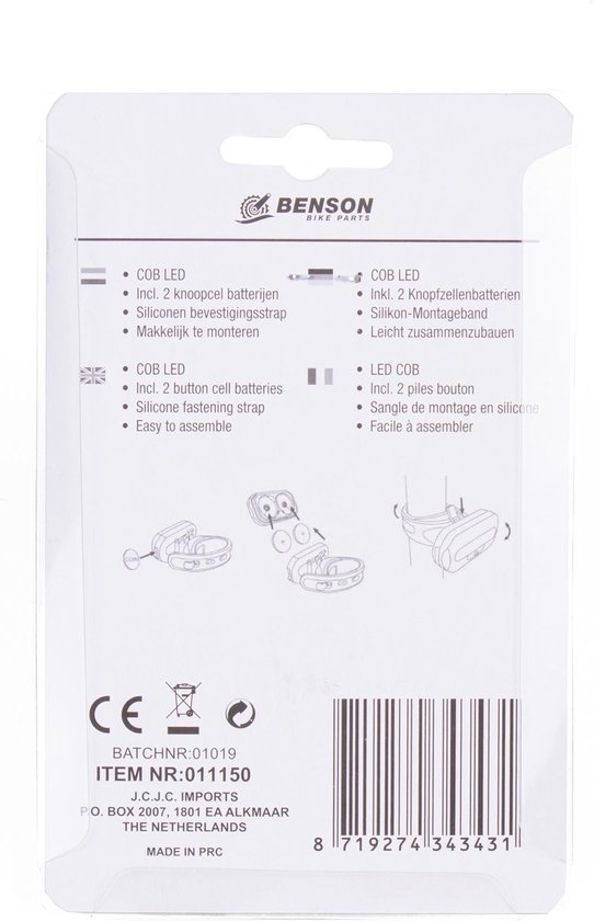 Benson Koplamp - LED - fietsverlichting - stuur / frame bevestiging - op batterij — afbeelding 3