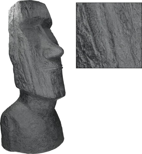 Figurine principale de l'île de Pâques anthracite, 26,5x19x53,5 cm, résine de pierre moulée