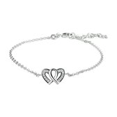 Selected Jewels Zirkonia Heart Armband  (Verstelbaar: 16-19 cm) - Zilver