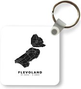 Porte-clés - Cadeaux à distribuer - Flevoland - Carte routière des Nederland - Wit - Plastique