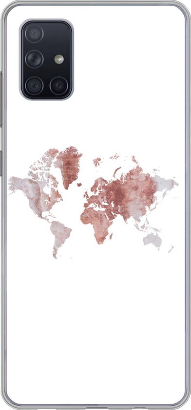 Coque Samsung Galaxy A71 - Wereldkaart - Rose - Peinture - Coque de téléphone en Siliconen