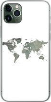 Geschikt voor iPhone 11 Pro Max hoesje - Wereldkaart - Groen - Wit - Siliconen Telefoonhoesje