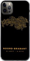 Geschikt voor iPhone 12 Pro Max hoesje - Noord-Brabant - Kaart - Goud - Siliconen Telefoonhoesje