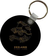 Sleutelhanger - Zeeland - Nederland - Kaart - Black and gold - Plastic - Rond - Uitdeelcadeautjes