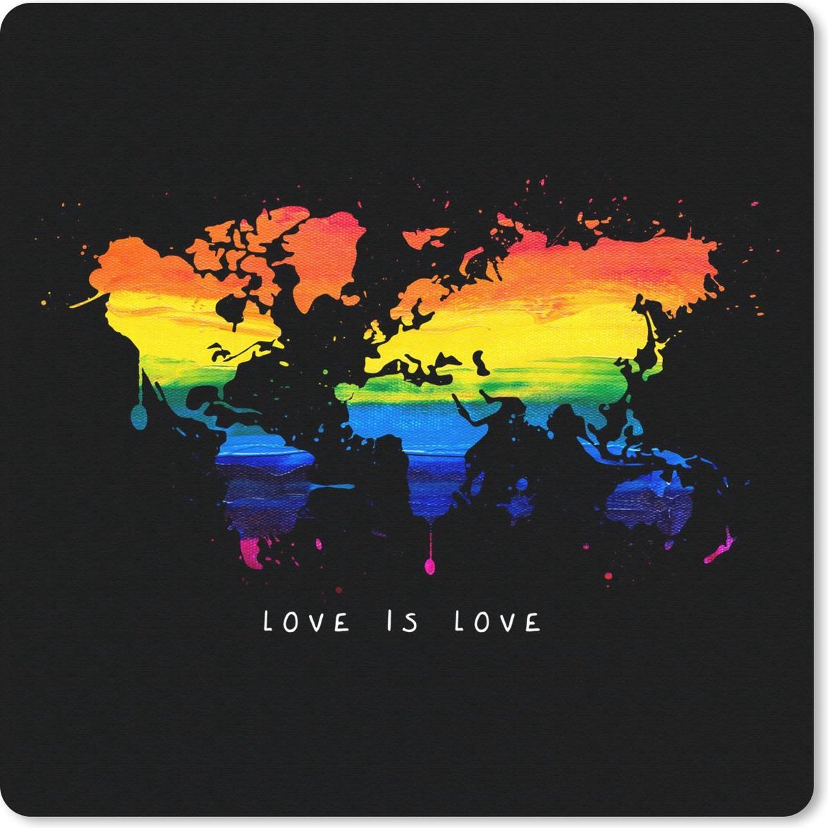 Muismat 20x20 cm - Mousepad Wereldkaart - Pride - Love - Muismatten