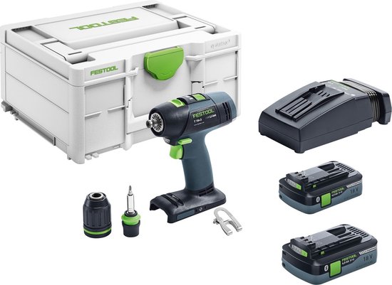 Festool T 18+3 HPC 4,0 I-Plus Accu Schroefboormachine 18V 4.0Ah in Systainer - 576446
