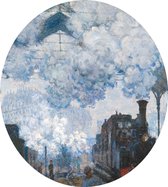 Station Saint-Lazare in Parijs, aankomst van een trein, Claude Monet - Foto op Dibond - ⌀ 80 cm