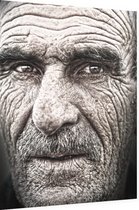 Gezicht oude man - Foto op Dibond - 30 x 40 cm