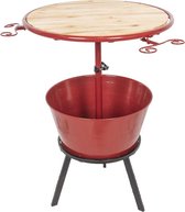 Bijzettafel Ø 58*108 cm Rood Hout, Metaal Rond Side table Tafeltje