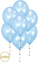 Licht Blauwe Helium Ballonnen Gender Reveal Versiering Feest Versiering Ballon BabyShower Metallic Blauw - 100 Stuks