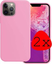 iPhone 13 Pro Max Hoesje Silicone Case - iPhone 13 Pro Max Case Licht Roze Siliconen Hoes - iPhone 13 Pro Max Hoes Cover - Licht Roze - 2 Stuks