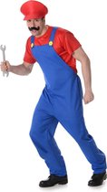 Karnival Costumes Loodgieter Kostuum Heren Mario Verkleedkleren Volwassenen Carnavalskleding Heren Carnaval - Polyester - Maat XS - 3-Delig T-Shirt/Tuinbroek/Hoed