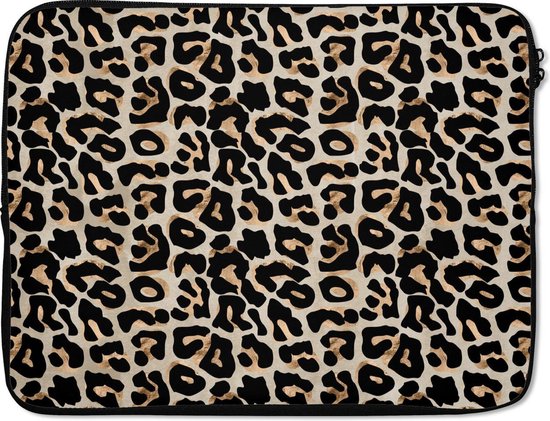 Laptophoes - Panterprint - Case - Grijs - Bruin - Luxe - Laptop sleeve - 17 inch