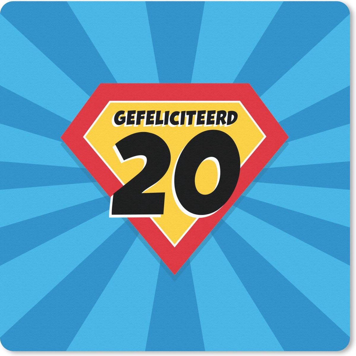 Muismat 30x30 cm - Mousepad Feest - 20 jaar - Superheldencape - Muismatten