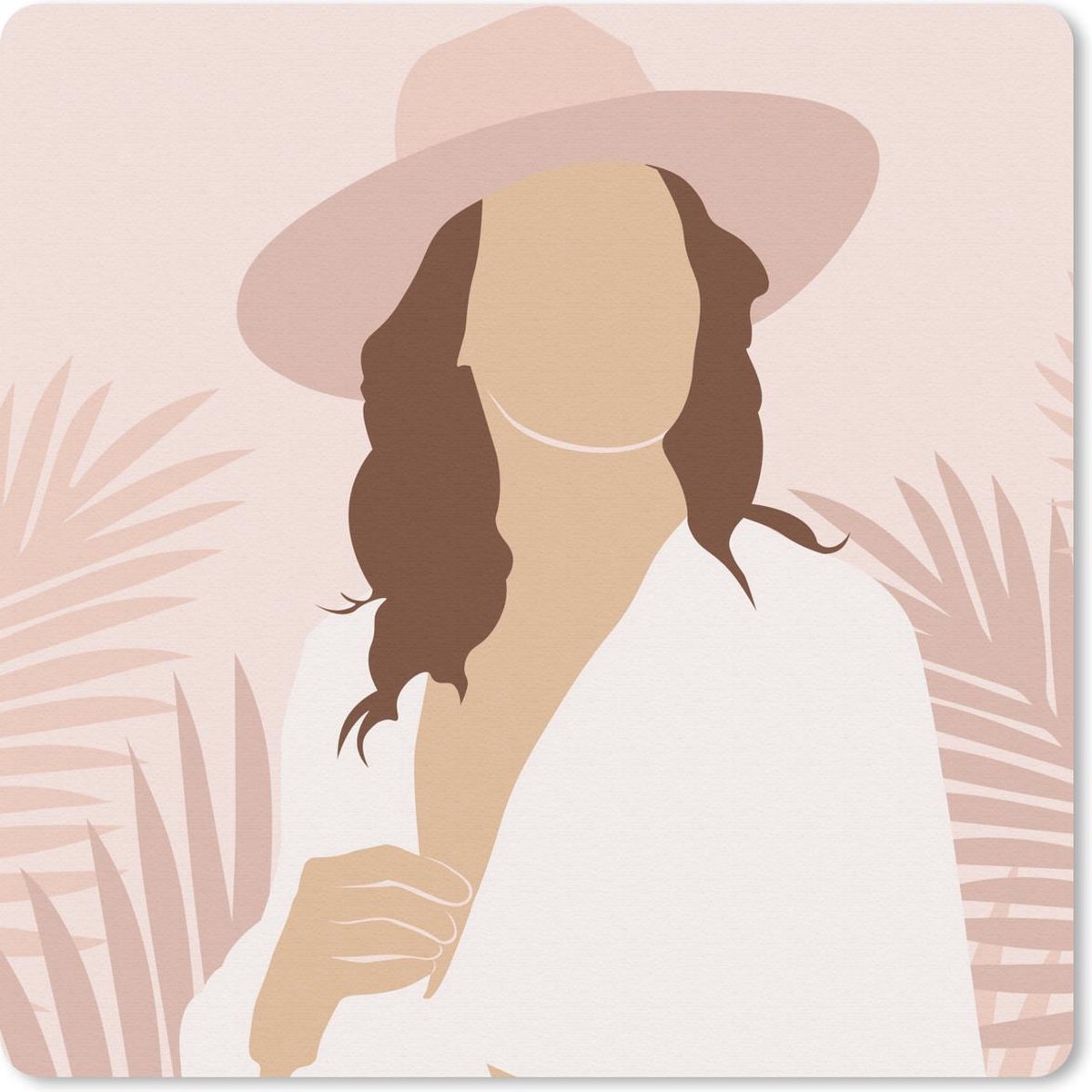 Muismat 30x30 cm - Mousepad Vrouw - Hoed - Bladeren - Muismatten