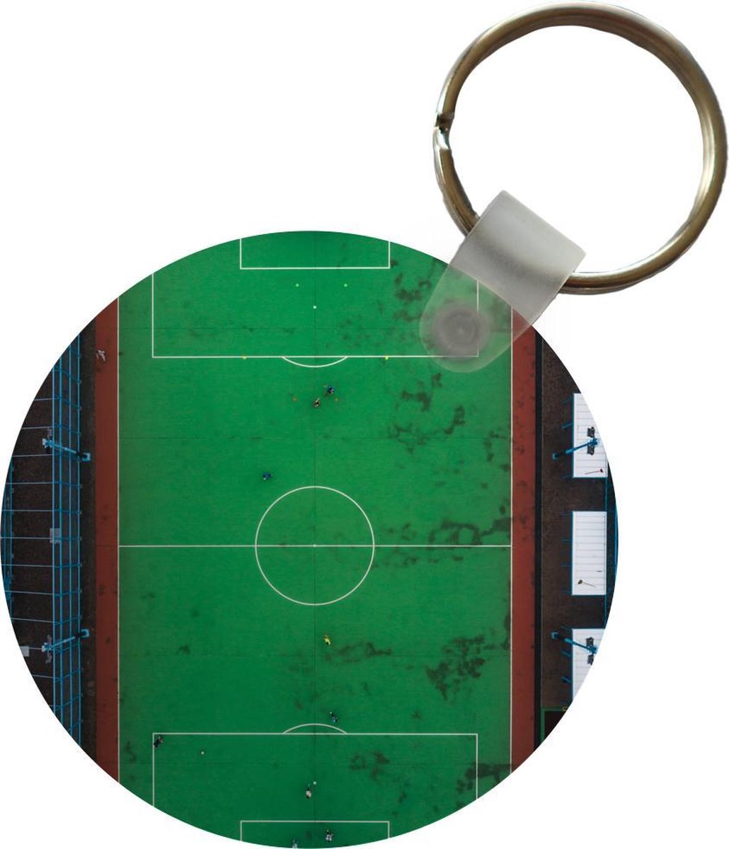 Sleutelhanger - Veld - Voetbal - Groen - Plastic - Rond - Uitdeelcadeautjes