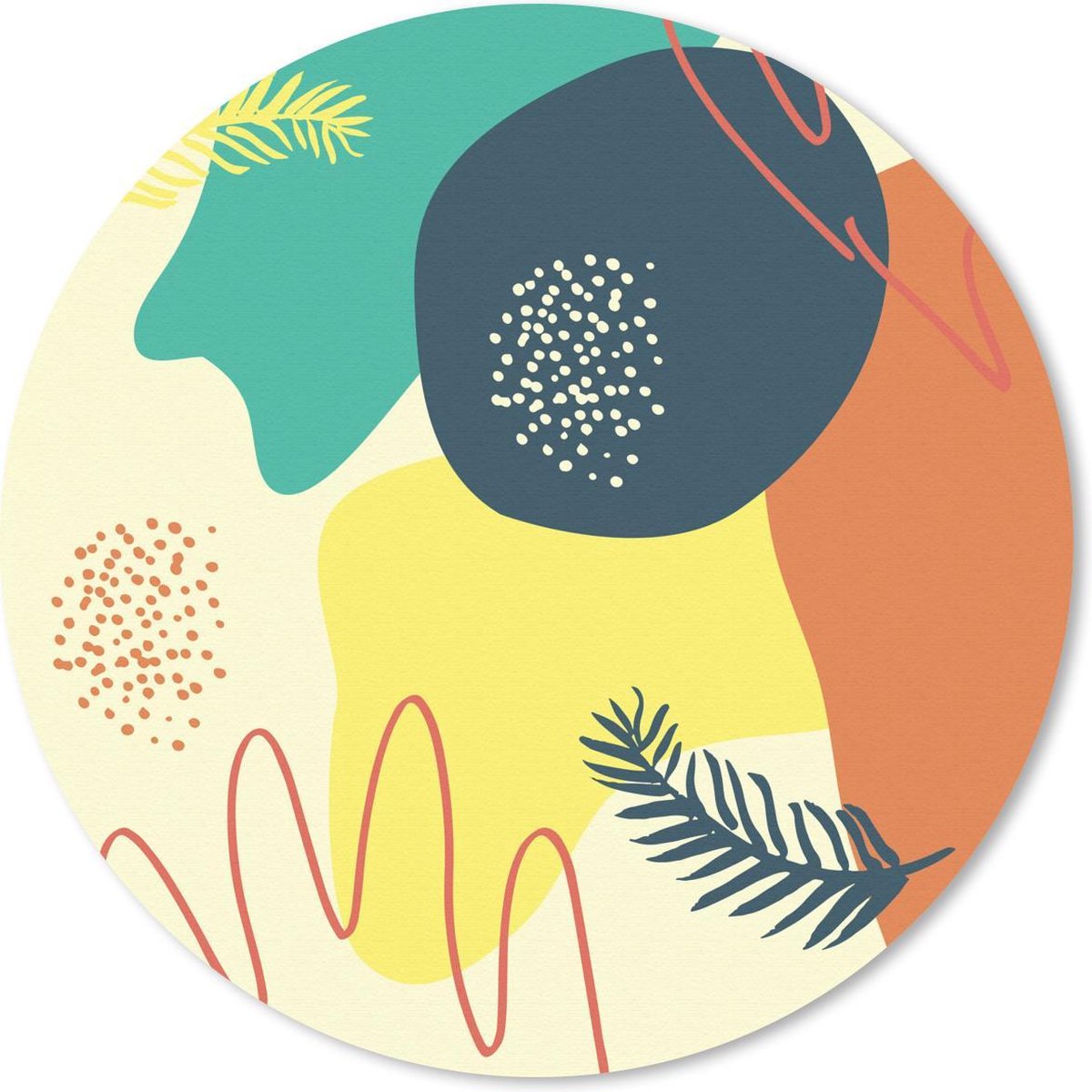 Muismat - Mousepad - Rond - Zomer - Vormen - Kleuren - Abstract - 40x40 cm - Ronde muismat