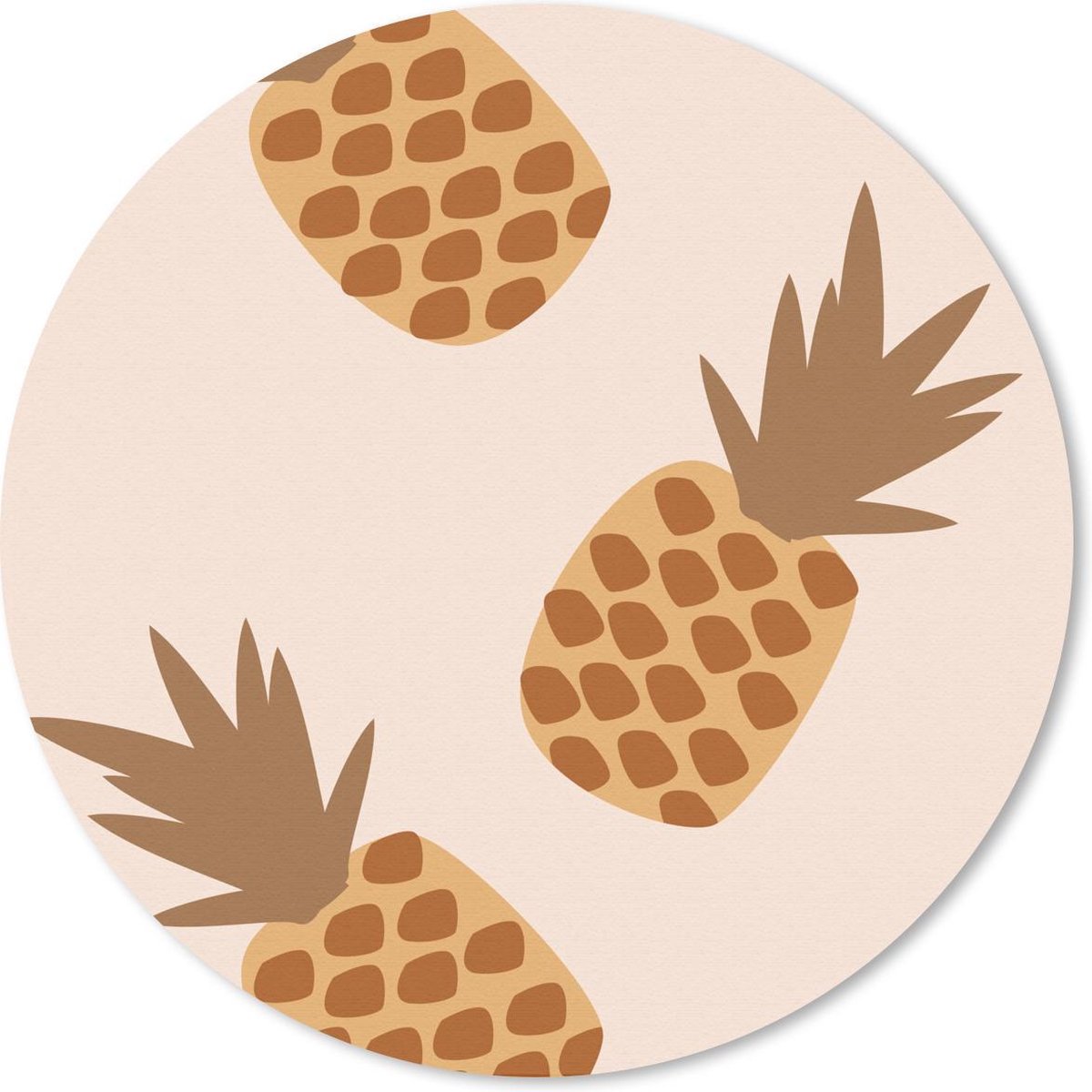 Muismat rond 20x20 cm - Mousepad Zomer - Ananassen - Fruit - Ronde muismatten