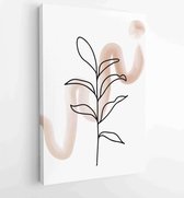 Canvas schilderij - Botanical wall art vector background set. Foliage line art drawing with watercolor 1 -    – 1904693044 - 115*75 Vertical