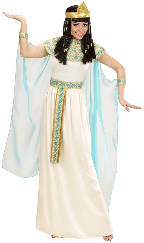 Widmann - Egypte Kostuum - Cleopatra Van De Nijl Kostuum - Blauw, Wit / Beige - Maat 116 - Carnavalskleding - Verkleedkleding