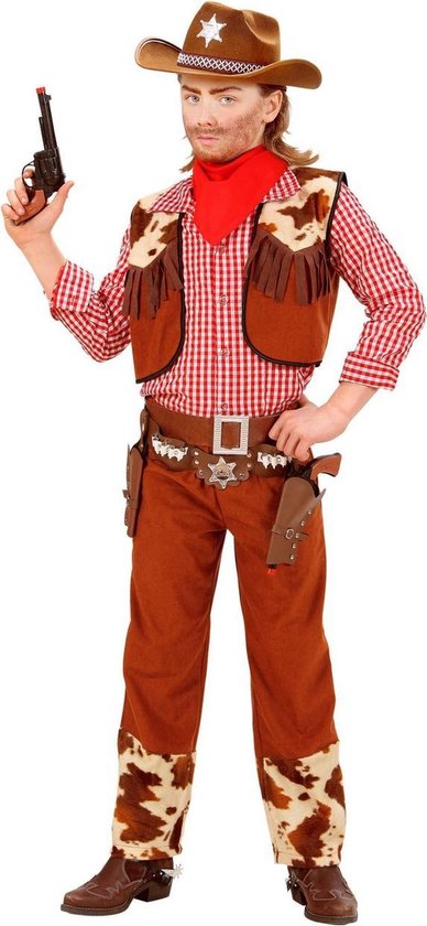 Widmann - Cowboy & Cowgirl Kostuum - Rawhide Cowboy Bruin Kind Kostuum Jongen - Bruin - Maat 140 - Carnavalskleding - Verkleedkleding