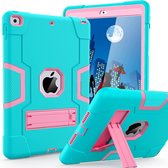 iPad 2021 Hoes - iPad 2020 hoes - Hoes iPad 2019 - iPad 10.2 hoes - Schokbestendige Back Cover met kicktand - Hybrid Armor Case Mint / Pink