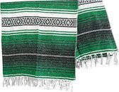 Mexicaanse deken - falsa - gerecycled acryl - 180 x 120 cm - groffe weefstructuur - Groen - MSXZZ0green3