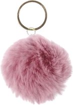 sleutelhanger pompom meisjes 6 cm pluche roze