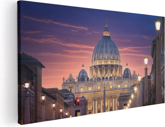 Artaza Canvas Schilderij Sint Pietersbasiliek in Rome, Italië - 40x20 - Klein - Foto Op Canvas - Canvas Print