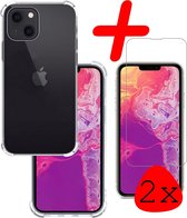 iPhone 13 Mini Hoesje Shock Proof Met 2x Screenprotector Tempered Glass - iPhone 13 Mini Screen Protector Beschermglas Full Screen Hoes Shockproof - Transparant