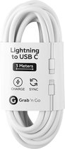 Grab n Go USB-C naar Apple Lightning Kabel 3 Meter - Wit