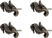 Clayre & Eef Deurknop Set van 4 Zeepaardje 3*4*6 cm Zwart, Bruin Ijzer Meubelknop