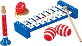 muziekset junior hout blauw/rood/wit 6-delig