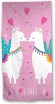 strandlaken lama 70 x 140 cm katoen roze