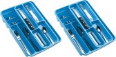2x stuks bestekbakken/bestekhouders blauw 40 x 30 x 7 cm - 2 lagen - Keuken opberg accessoires