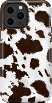 Apple iPhone 13 Pro Max Telefoonhoesje - Extra Stevig Hoesje - 2 lagen bescherming - Met Dierenprint - Koeien Patroon - Bruin