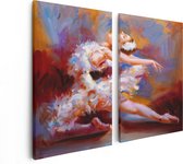 Artaza - Tableau Diptyque - Ballerine de Peinture à l'Huile - Ballet - 80x60 - Photo sur Toile - Impression sur Toile