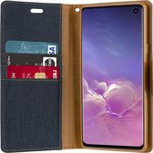Étui pour téléphone adapté à l' iPhone 13 Pro - Étui portefeuille Mercury Canvas Diary - Étui avec porte-cartes - Blauw foncé